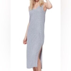 PAIGE Gray Sleeveless V-Neck Sheath Maxi Dress